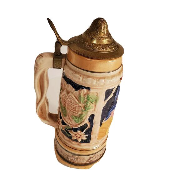 Unbranded Other - Oktoberfest Stein Music Box with Opening Metal Top with Hand painted Ceramic